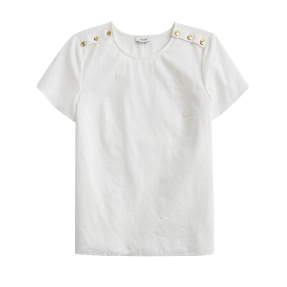J.Crew Factory Linen-blend button-shoulder shirt in white